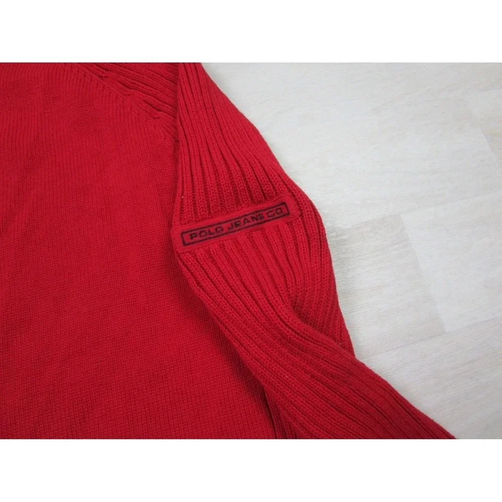 Vintage Polo Jeans Company by Ralph Lauren Men's Red Mock Neck Sweater Tight Arm